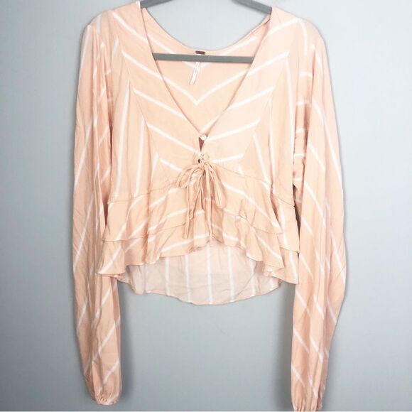 FREE PEOPLE | Samifran Petal Combo Ruffle Long Sleeve Top Women’s Size Large - Picture 4 of 14